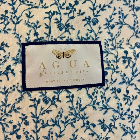 Agua by Agua Bendita Pistachio Beaded Blue Floral Dress Maxi Women's size Medium - Picture 16 of 16